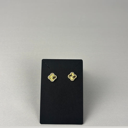 Sterling Silver 18K Gold-Plated Clover Earrings – Gold