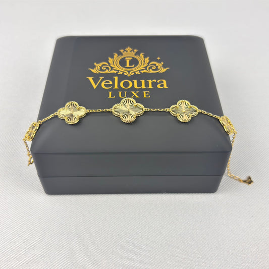 Sterling Silver 18K Gold-Plated Clover Bracelet - Gold