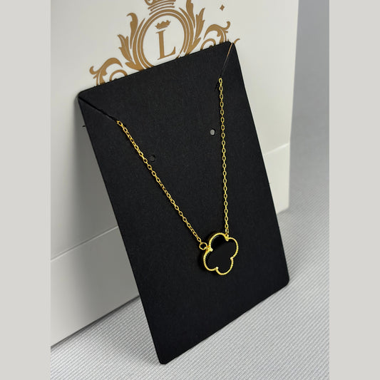Sterling Silver 18K Gold-Plated Necklace – Black