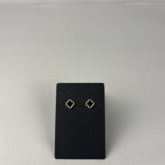 Sterling Silver 18K Gold-Plated Clover Earrings – Black